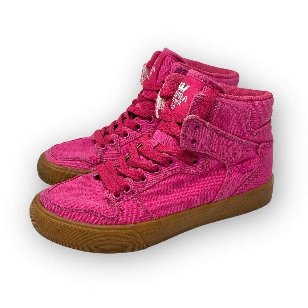 Supra Hot Pink High Top Canvas Sneakers Shoes Women’s Size 7